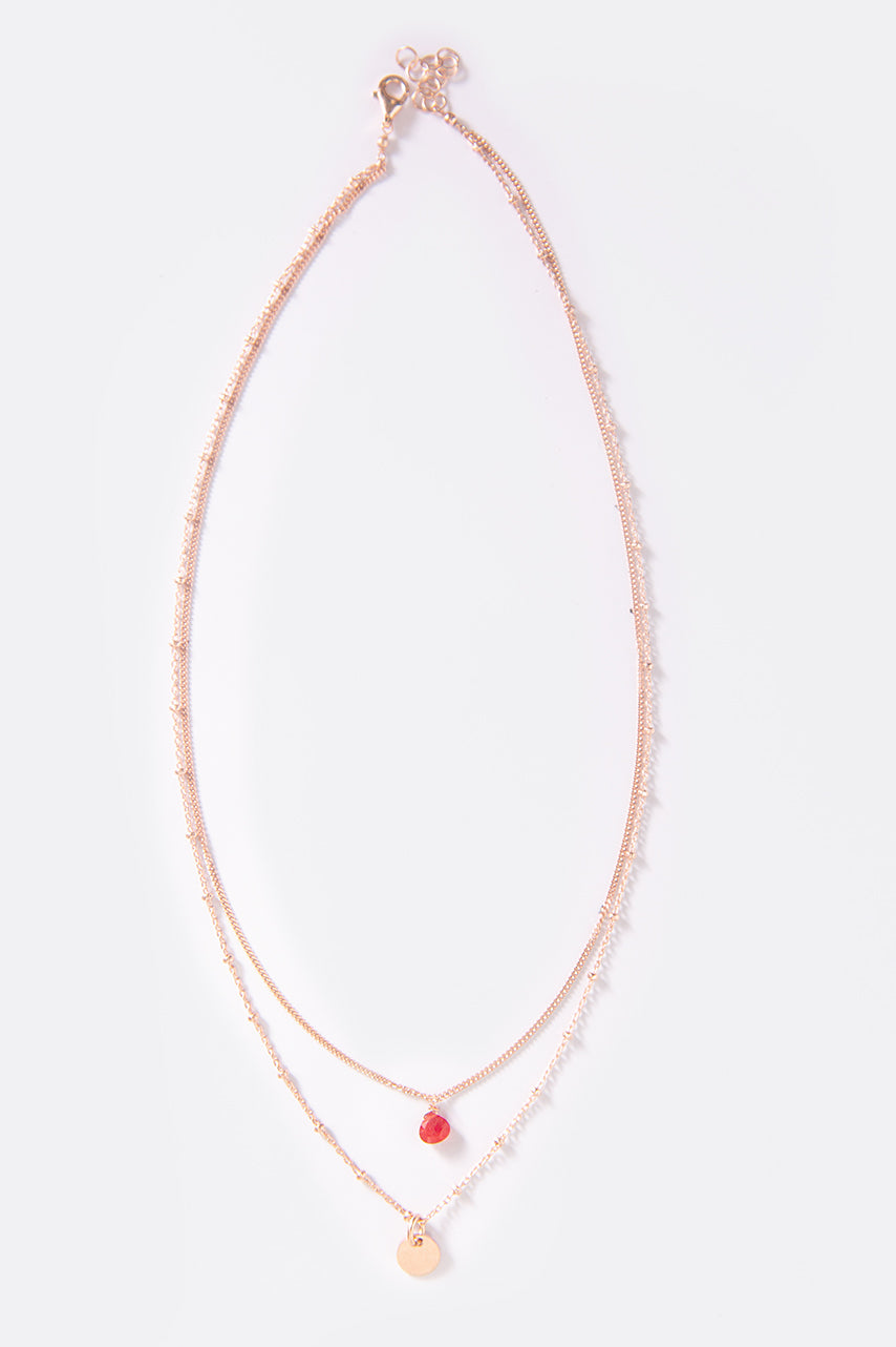 Collana in argento doppio filo oro rosa e rubino – Laura Sciunnach